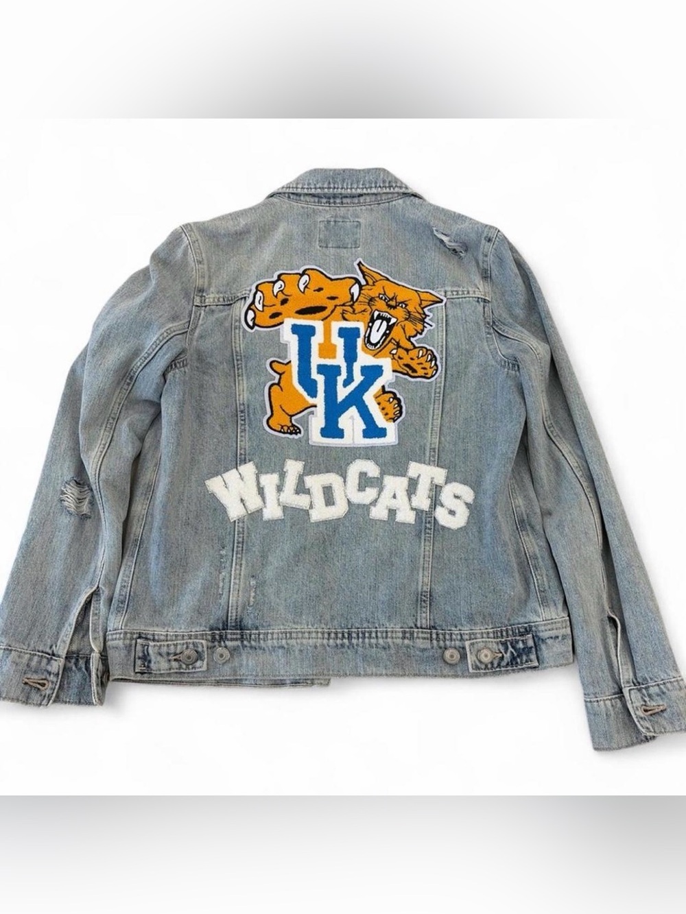 Old Navy Light Blue Denim Jacket with Wildcats Patch